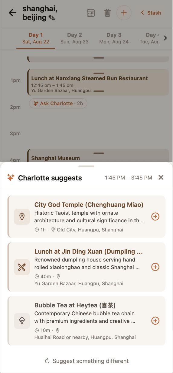 Charlotte gap-fill suggestion sheet